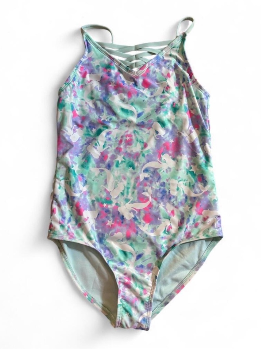 wonder nation Pastel Mermaid One-Piece Swimsuit in Mint, Purple & Pink